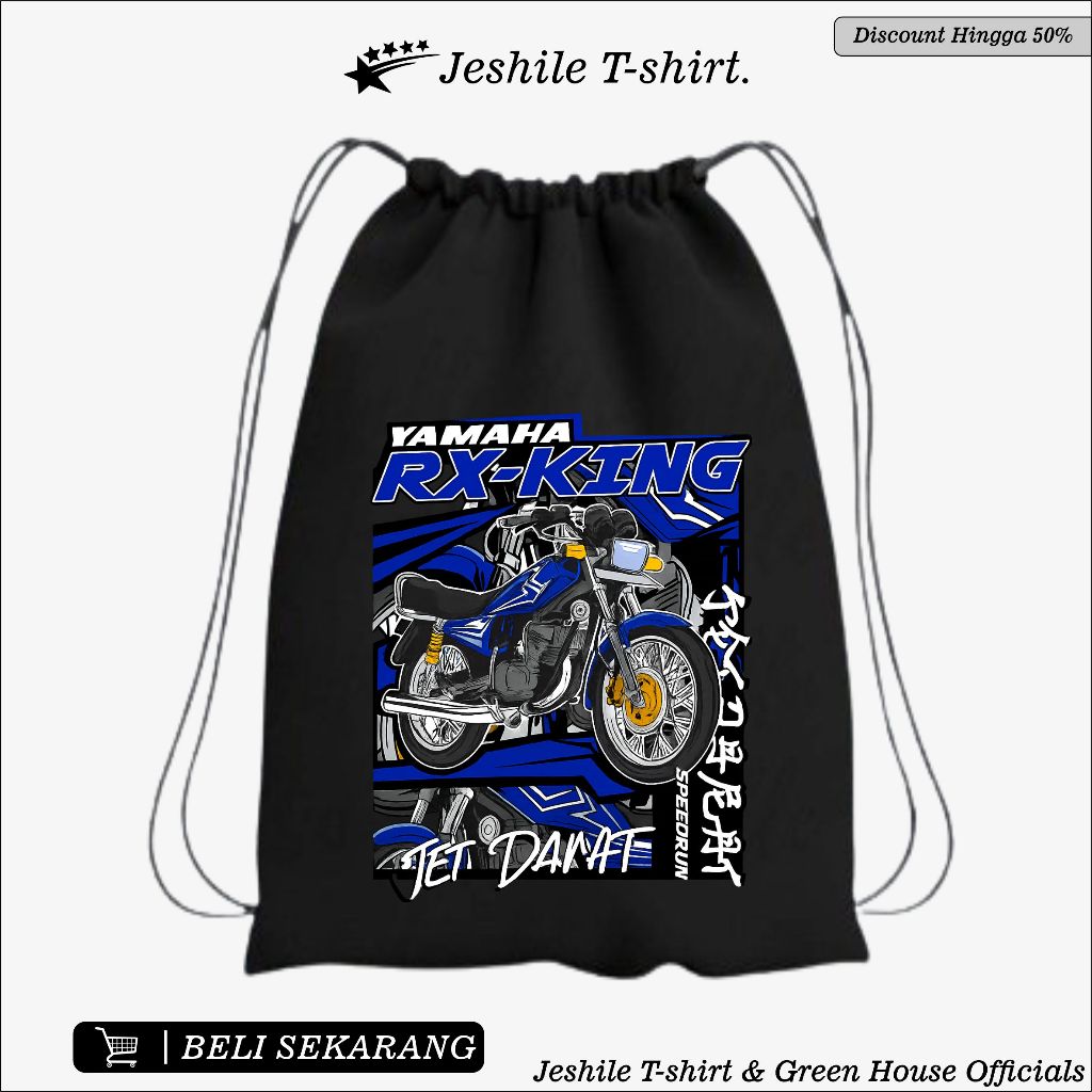 Tas Tali Serut Hitam Motif Yamaha Rx King By Jeshile T-Shirt