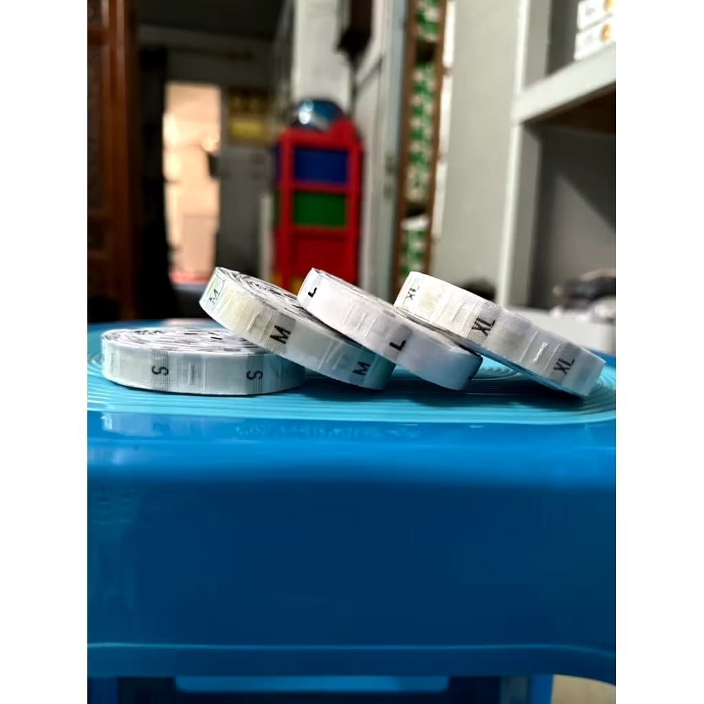 Label Size Bordir TERMURAH / Label Size Warna Putih Isi -+ 500pcs Tersedia Size S M L XL