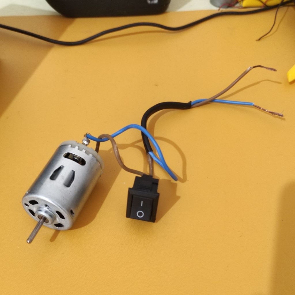 DINAMO 12V DC 75W 6A HIGH SPEED MOTOR RS380 PLUS TOMBOL ON OFF DC MOTOR 12V 12000RPM