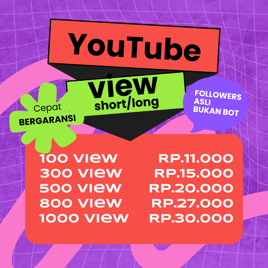 TERMURAH PENONTON VIEWERS YOUTUBE VIEW YT YTB BERGARANSI NON-DROP PERMANEN MURAH