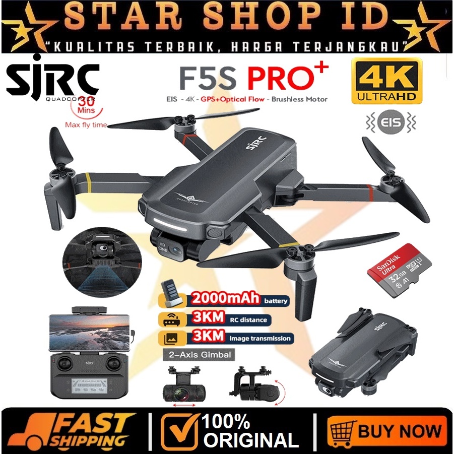 Rc Drone SJRC F5S Pro Plus Quadcopter EIS 2-Axis Gimbal 4K Camera Drone GPS 3Km Version Alt SJRC F11