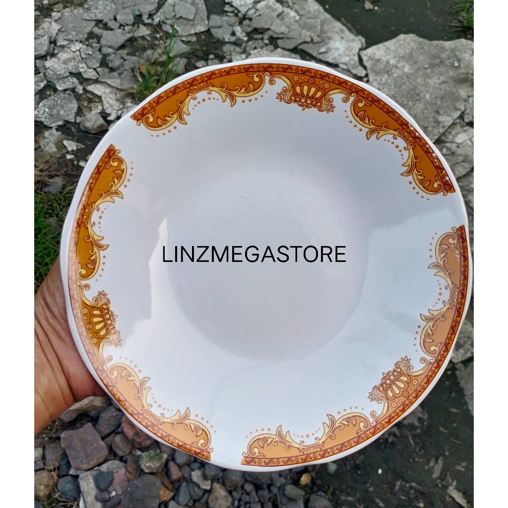 Piring Keramik 8" Lilia Mahkota / Harga 6 Pcs / Piring Cantik 8" / Piring Makan