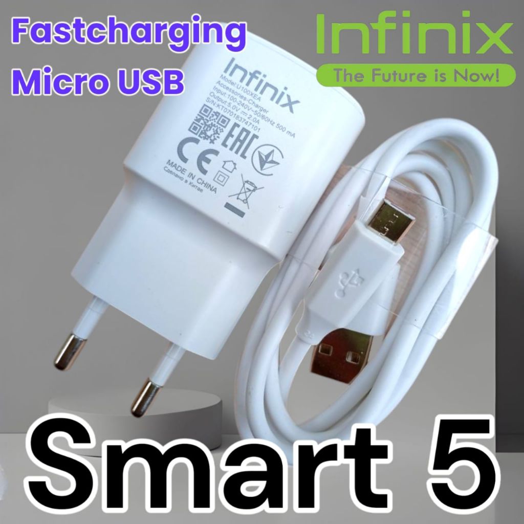 Charger Infinix SMART 5 Fast Charging Micro usb 10 Watt, Original bawaan Infinix