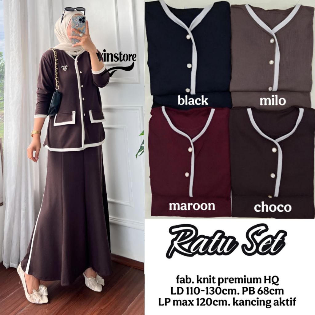 Pakaian Wanita RATU SET ROK KNIT PREMIUM HQ LD 110-130 KANCING AKTIF