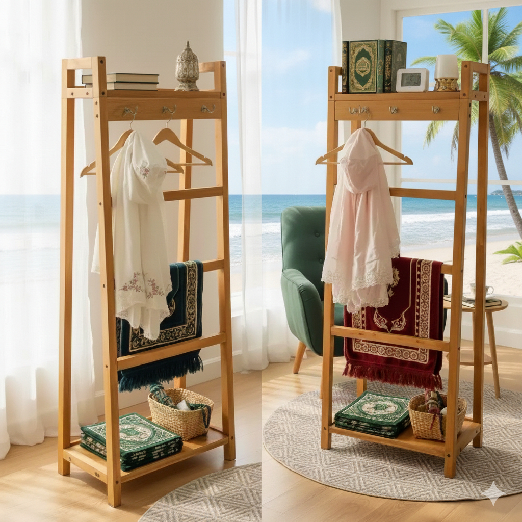 RAK SAJADAH RAK MUKENA RAK ALQURAN -COKLAT PERNIS