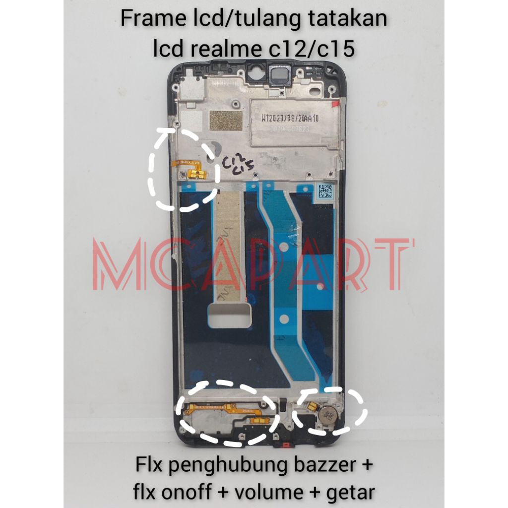 FRAME LCD/TULANG TATAKAN LCD/MIDDLE LCD REALME C12/C15 ORI COPOTAN(FLX ONOFF + VOLUME + GETAR + FLX 