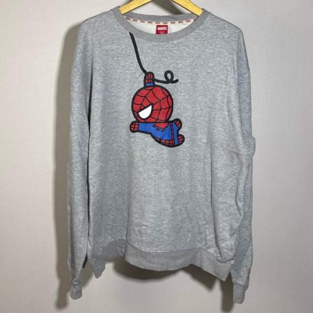 Preloved Sweatshirt Marvel Spiderman Crewneck Sweater Big Size 3XL Unisex Grey Misty Abu