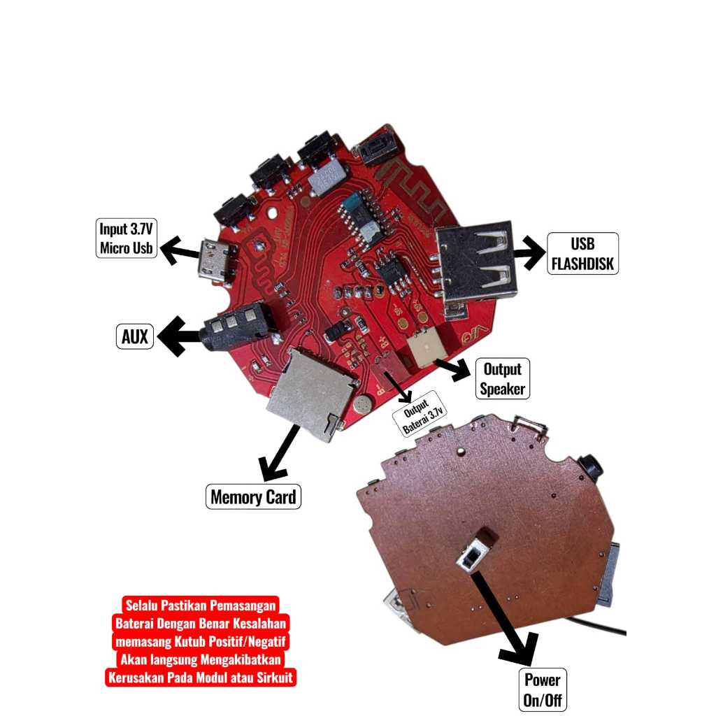 MODULE MODUL MP3 BLUETOOTH 3.7V-5V MODUL MUSIK BOX BT COPOTAN RADIO AUX FLASHDISK MEMORY CARD STEREO