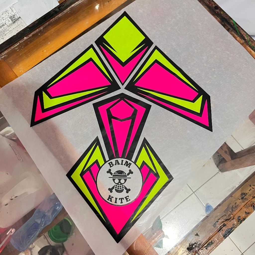 KERTAS LAYANGAN SABLON 3 WARNA STABILO / KERTAS LAYANGAN MURAH / SAYAP PINK-STABILO