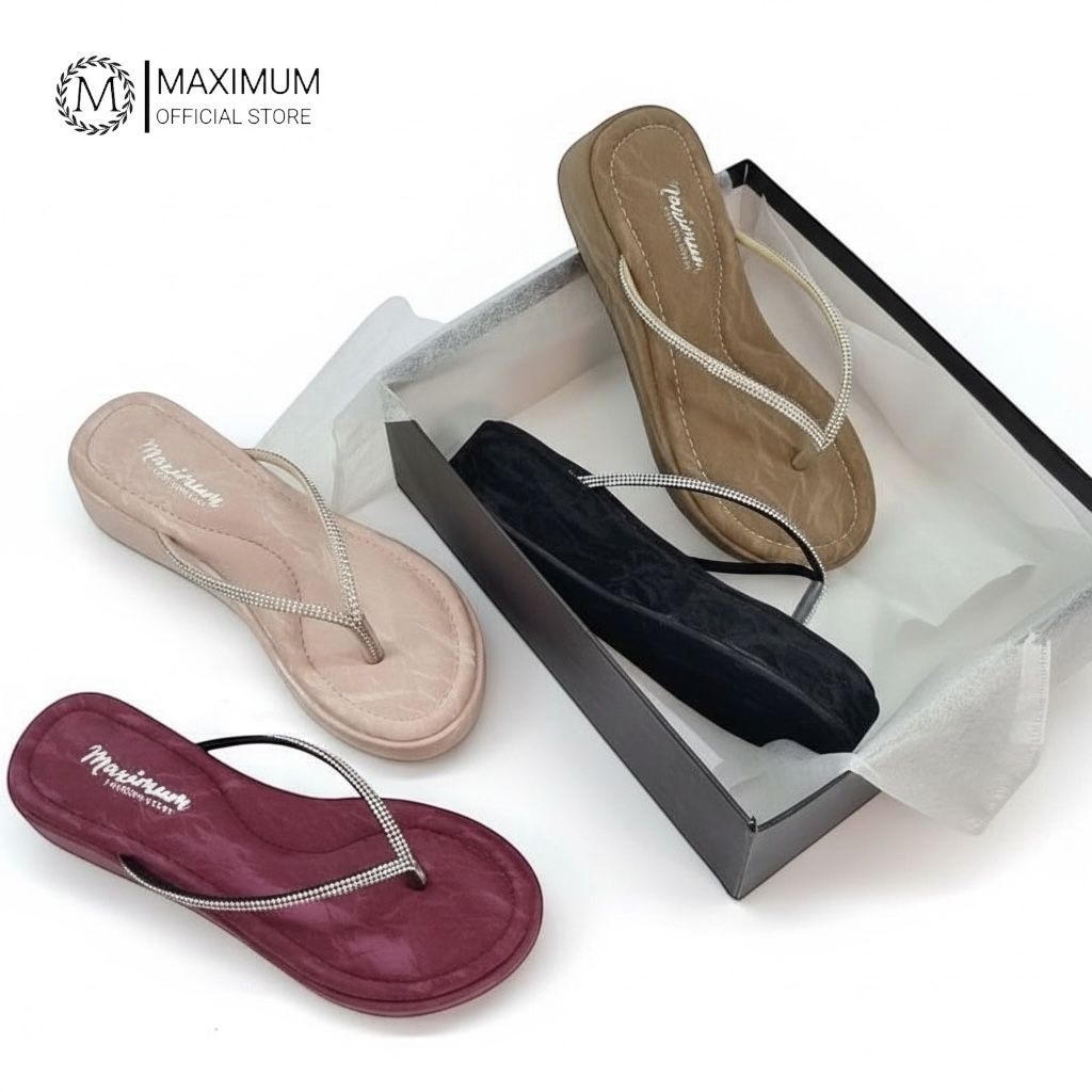 Maximum - Sandal Wanita Premium Vey / Sendal Bangkok Wanita Tinggi 5cm Jepit Tali Permata