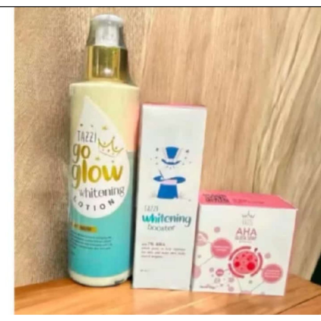 Lotion Go Glow Tazzi + Serum AHA Tazzi + Sabun AHA Tazzi
