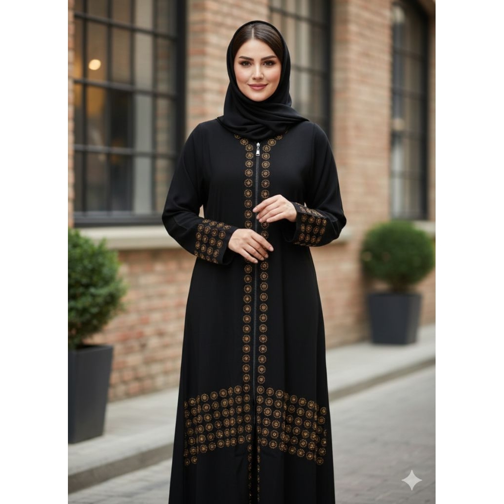 Abaya YARA Arab Kekinian - Abaya Remaja Muslim Gamis Wanita Dress Mewah Hitam Ceruty Bordir