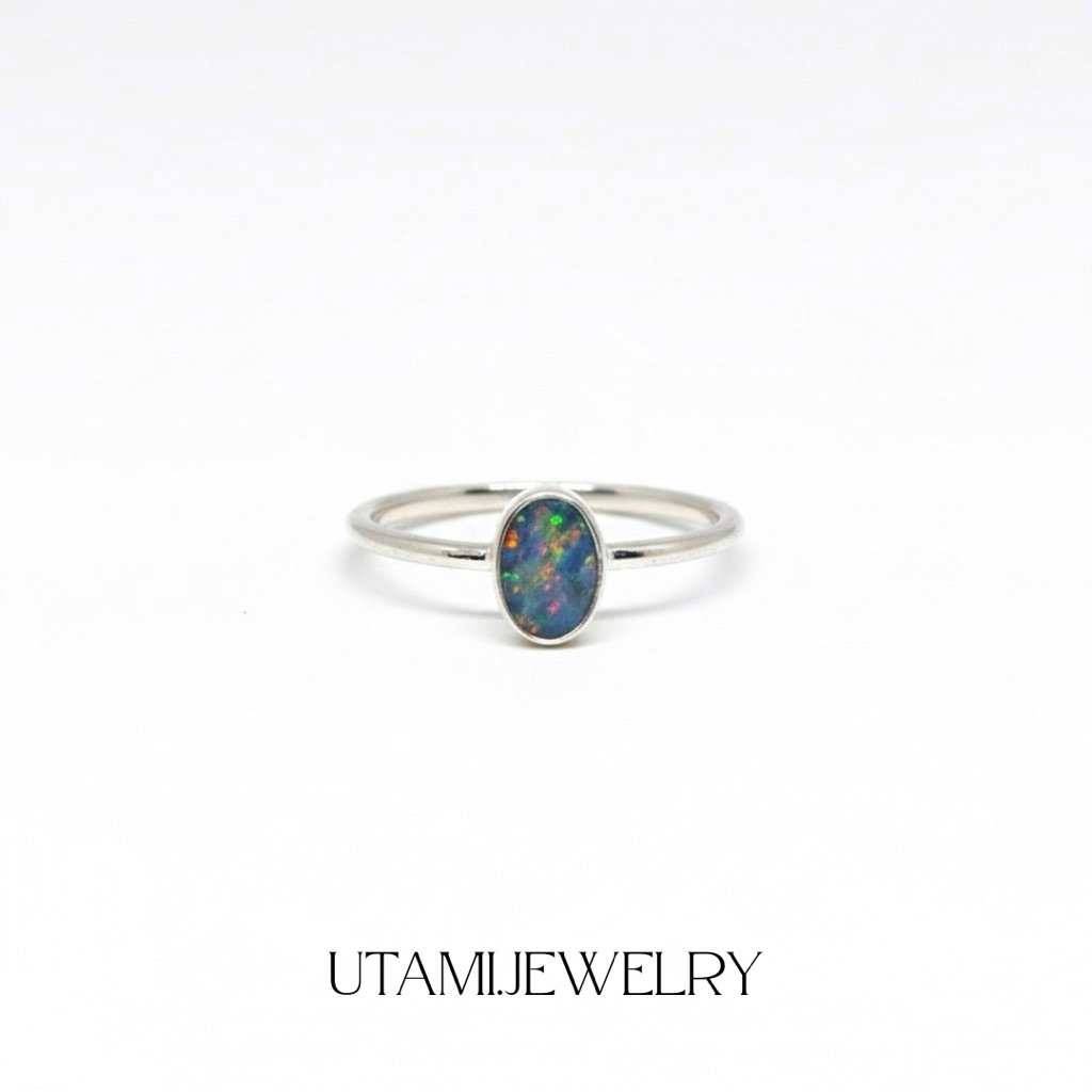 DOUBLET OPAL RING STERLING SILVER