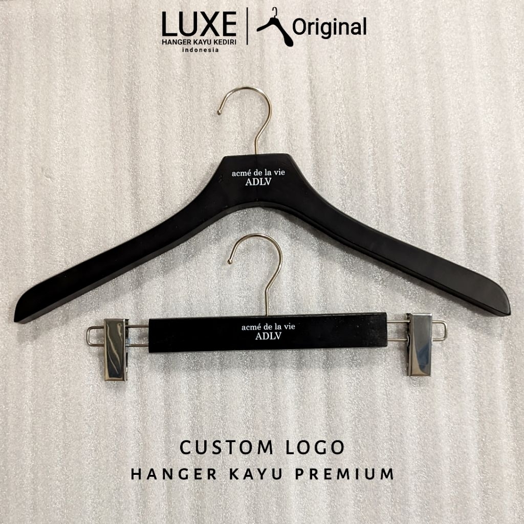 BRANDING LOGO - hanger kayu krb big hitam tebal 2cm