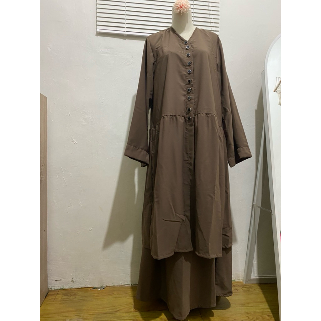 (Mash baru) Set tunik rok| tunik dan rok| mididress| atasan tunik|rok polos| setelan tunik polos
