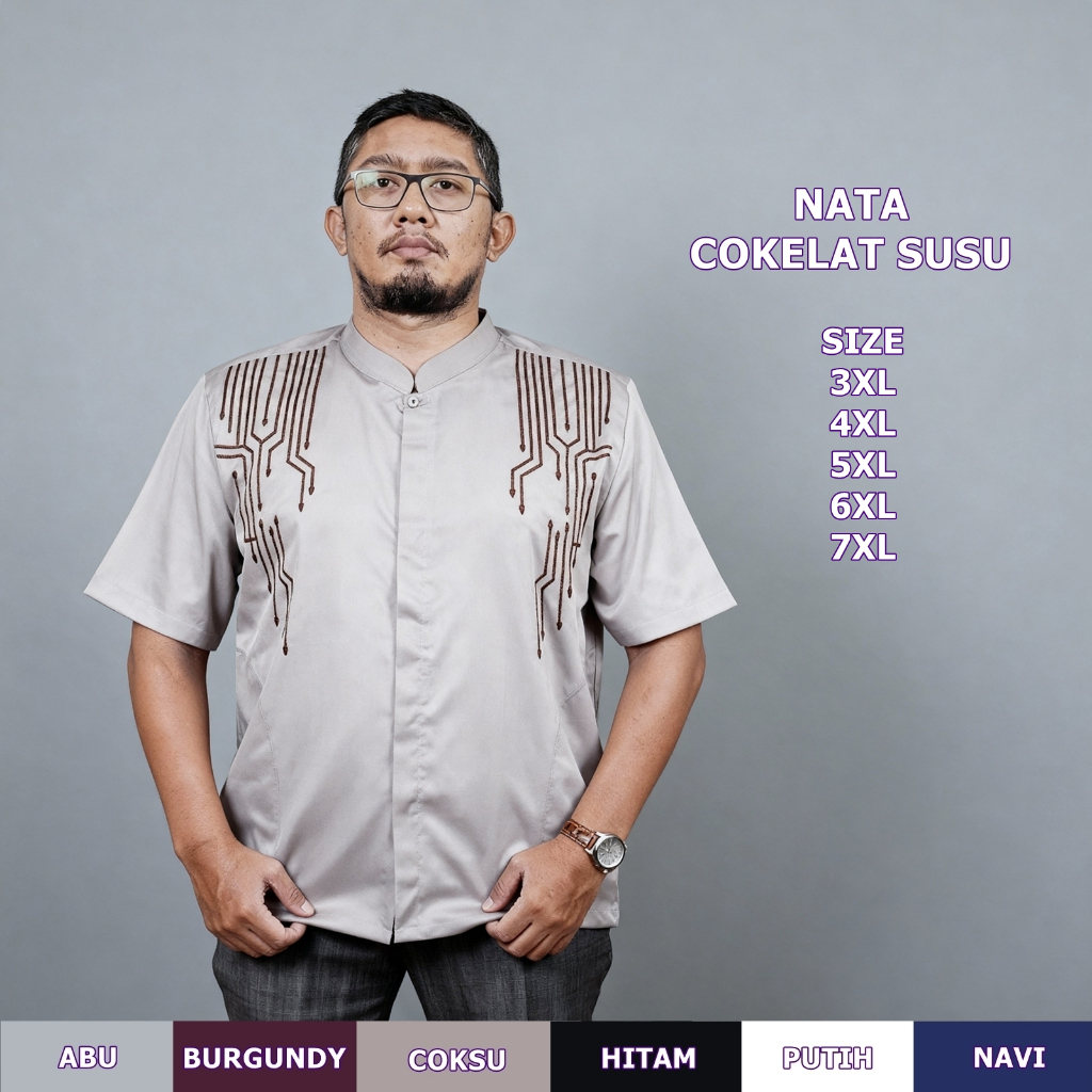 Baju Koko Jumbo Pria Muslim 8 Pilihan Warna, Ukuran Big Size 2XL 3XL 4XL 5XL 6XL Huba5