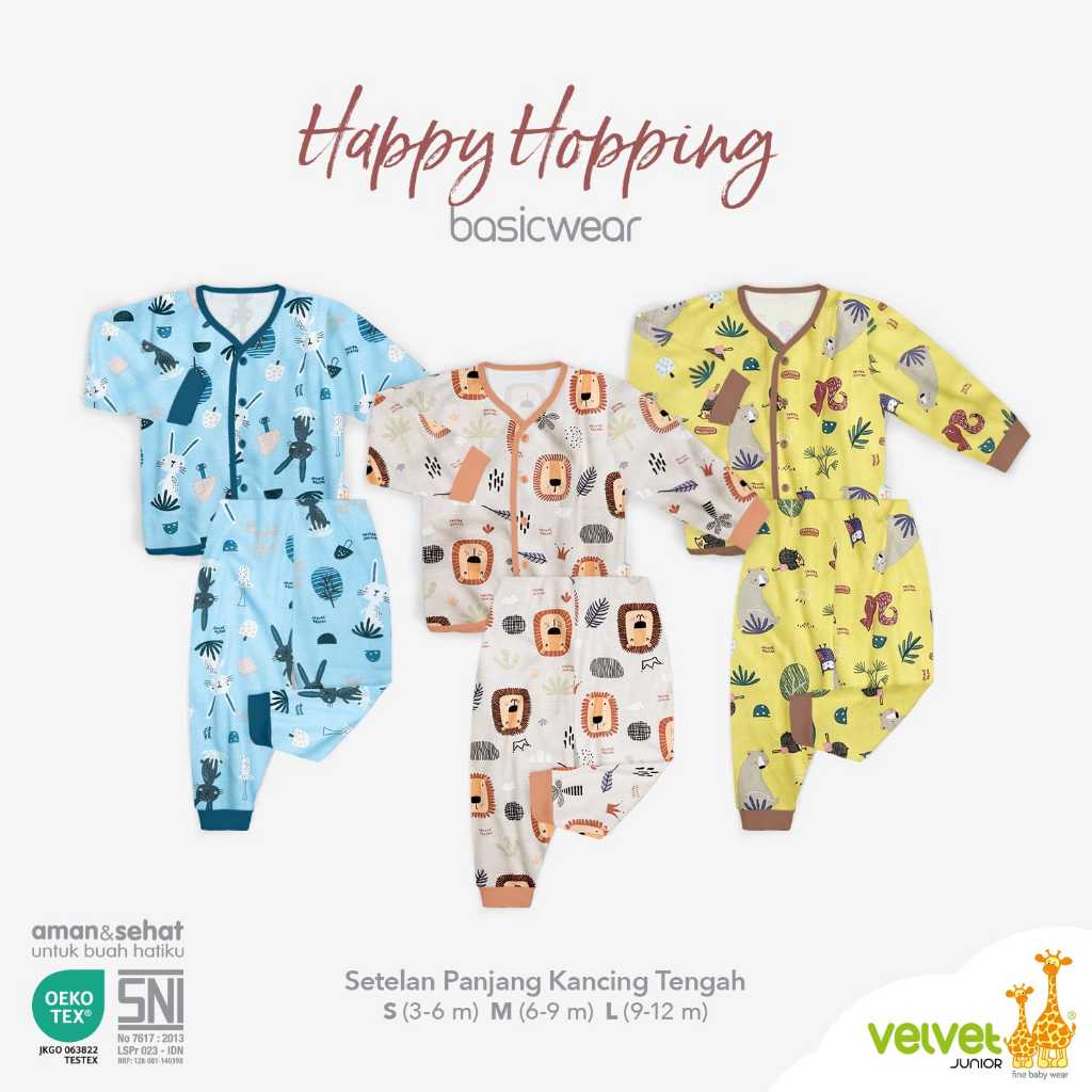 Velvet Junior 3Pcs Setelan Panjang Kancing Depan Motif  Terbaru