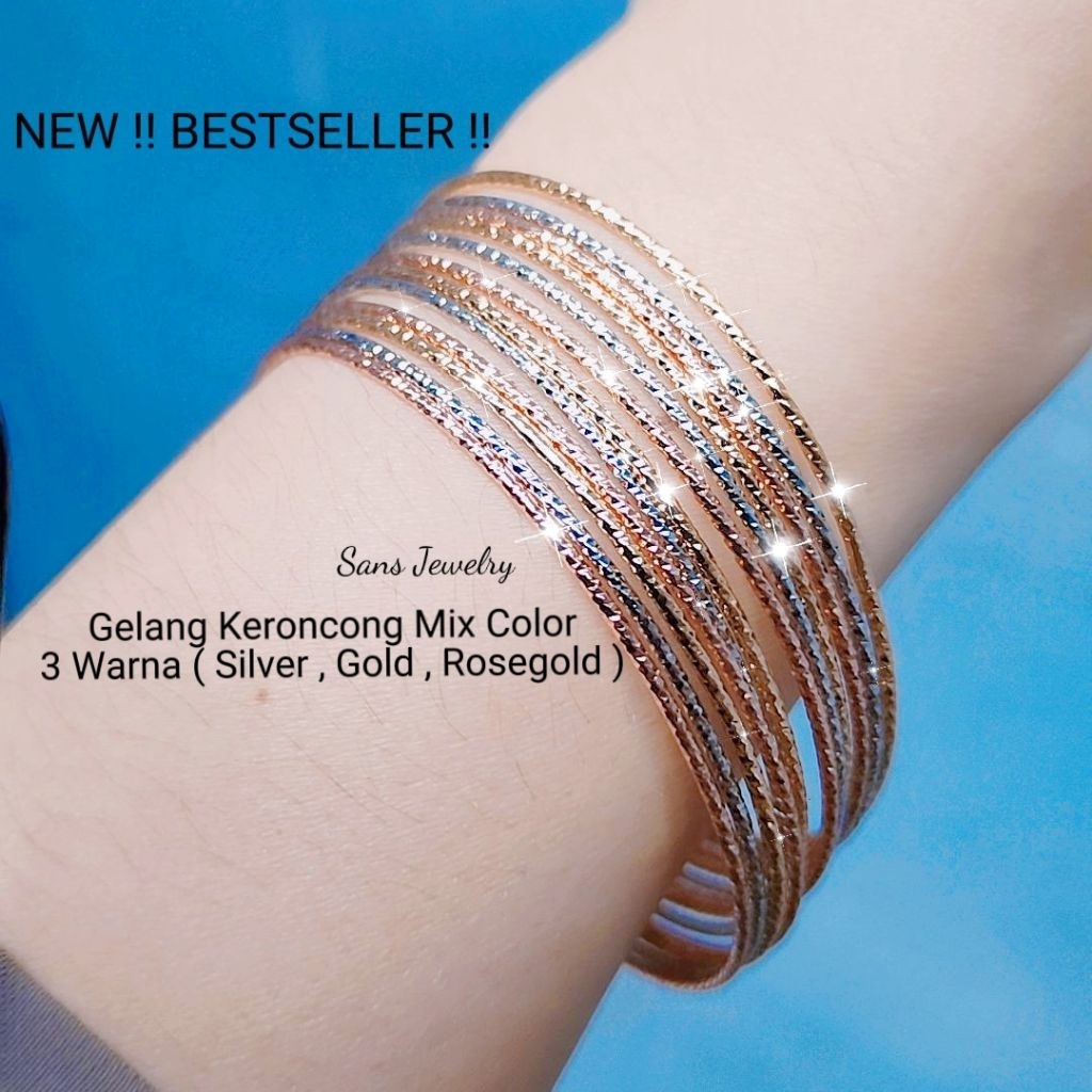 NEW  Gelang Keroncong Mix Colour ( Silver , Gold , Rosegold ) Perhiasan Aksesoris Korea Anti Karat G
