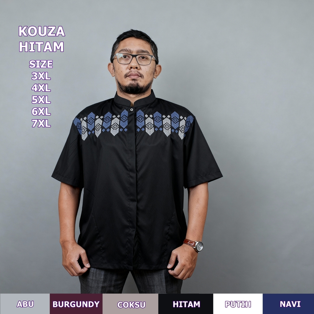 Baju Koko Jumbo Pria Dewasa Bordir Terbaru Big Size Ukuran 2XL 3XL 4XL 5XL 6XL 7XL  Kouza Coksu
