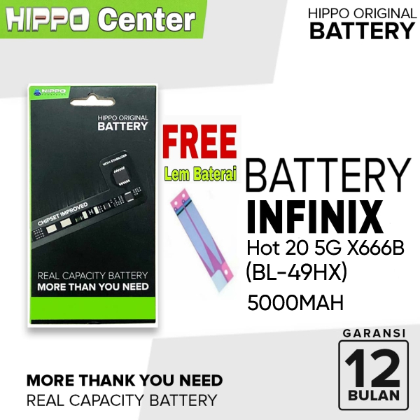 Hippo Baterai INFINIX HOT 20 5G X666B 5000mAh Kode Battery BL-49HX / BL 49HX / BL49HX
