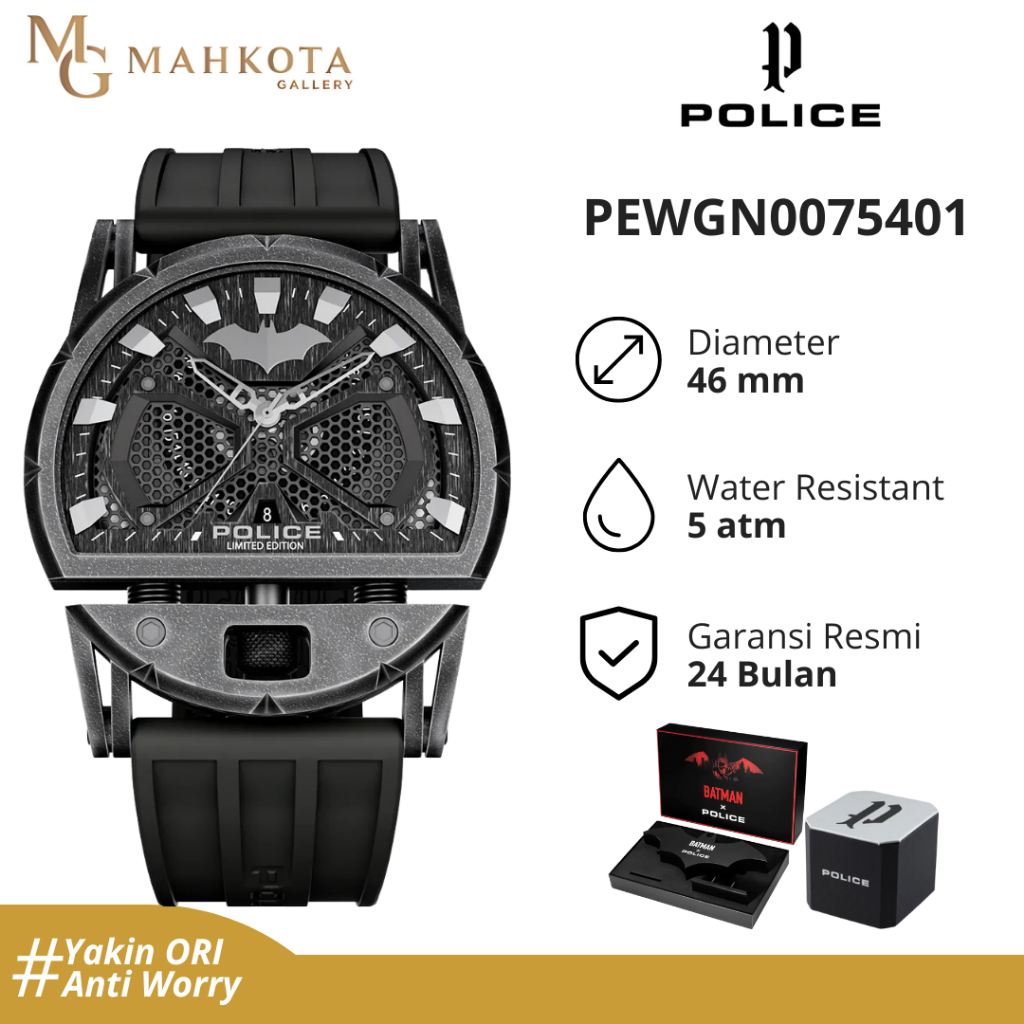 Jam Tangan Pria Police  PEWGN0075401 Limited Edition Batman x Police set Original dan Bergaransi