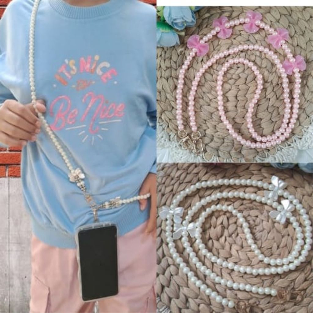 Tali HP selempang mutiara tali tas lanyard HP tali HP panjang