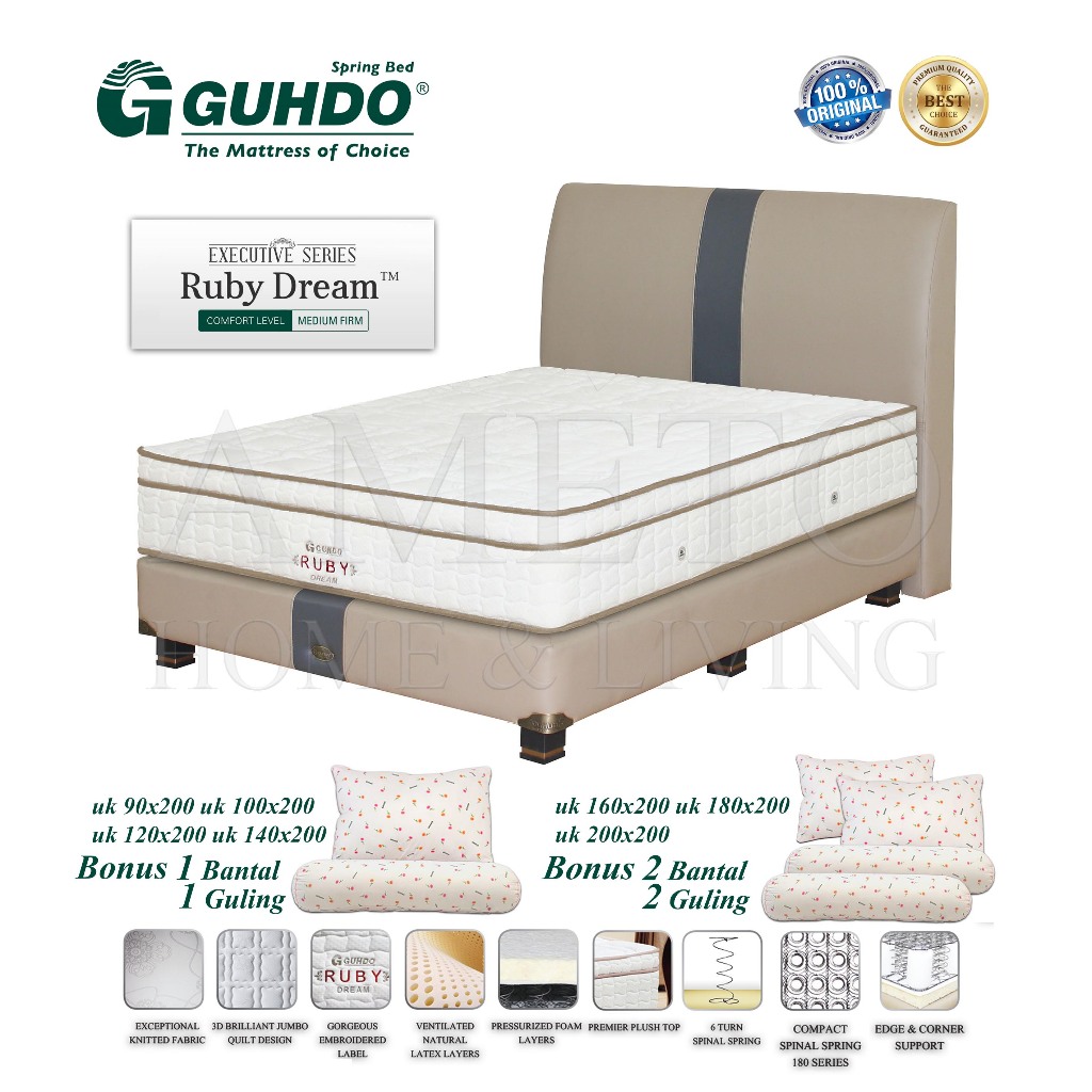 Guhdo Springbed Ruby Dream Latex 120x200 Venetian Style Full Set