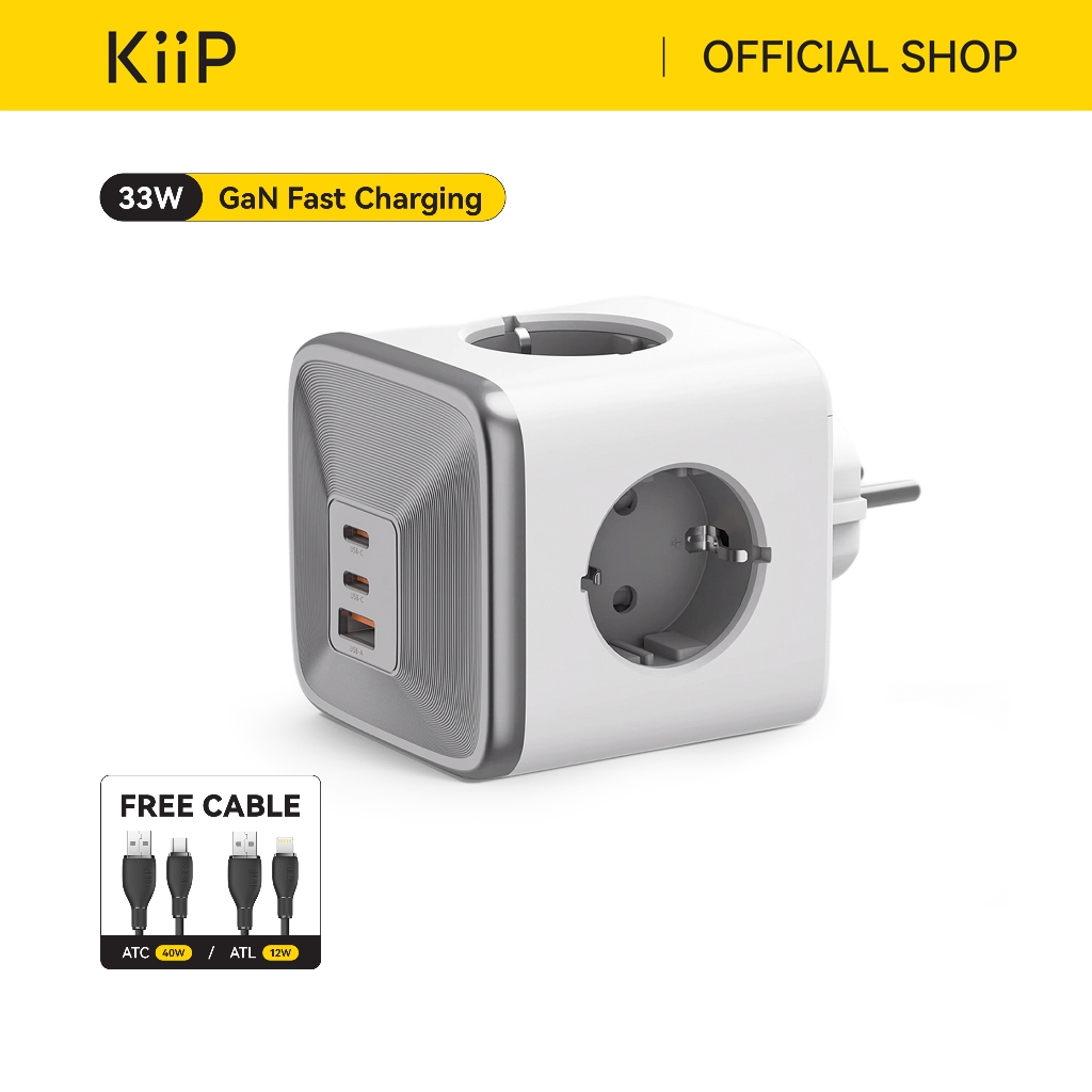 KiiP Charger C31T Power Cube Adaptor GaN 33W Charging Adapter AC Socket 4000W