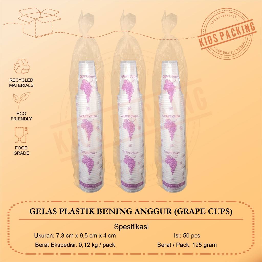 Gelas Plastik Bening 220ml | Gelas Kopi | Anggur Grape 220 ml @50pcs
