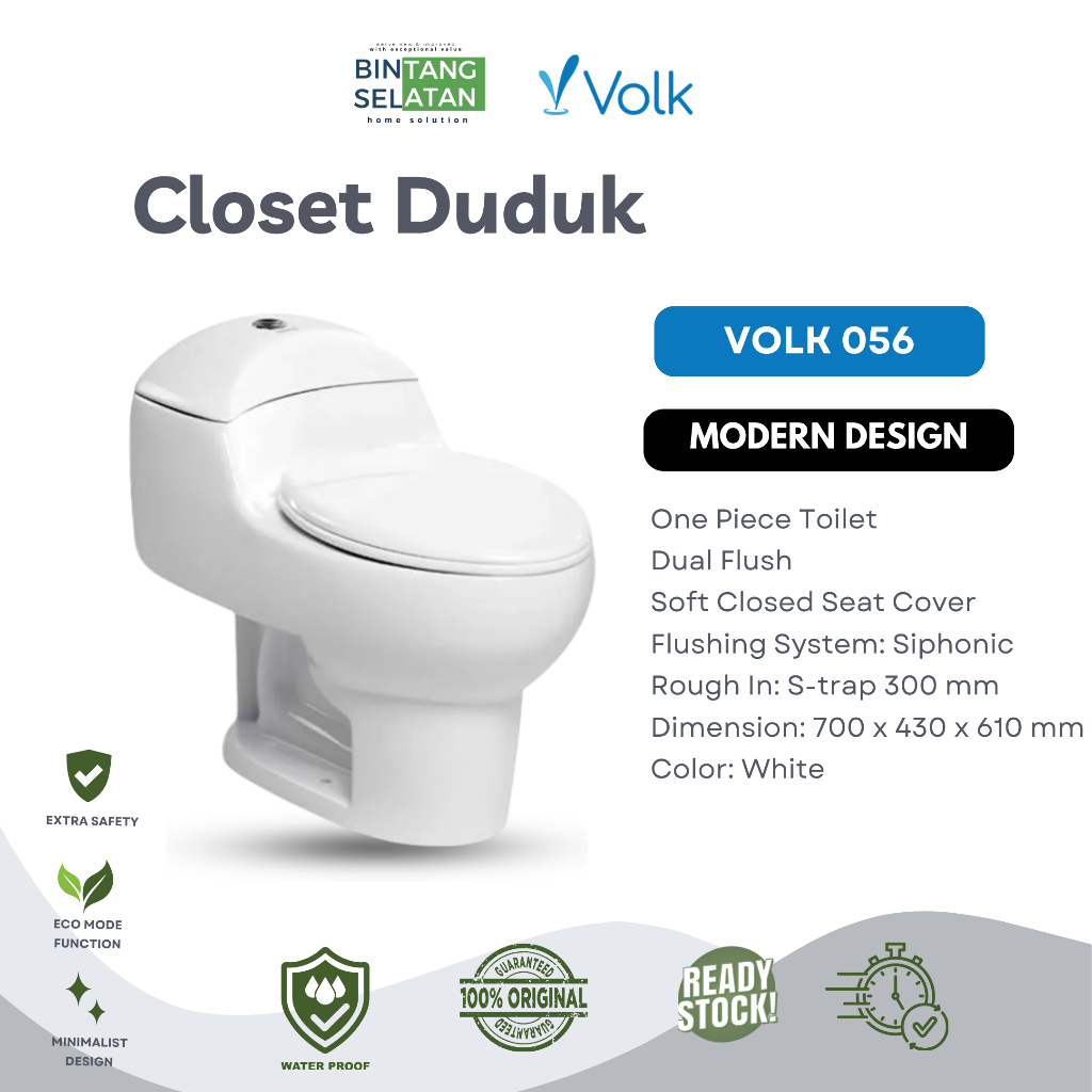 KLOSET DUDUK VOLK 056 MONOBLOK ONE PIECE