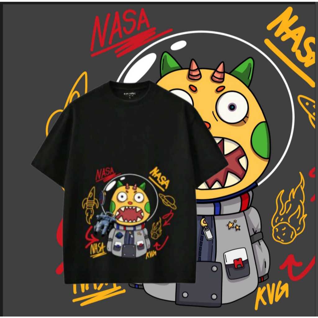 Baju Pria Tshirt Design Oversize Kaos Cowok Premium Nasa Black KevinzG Collection