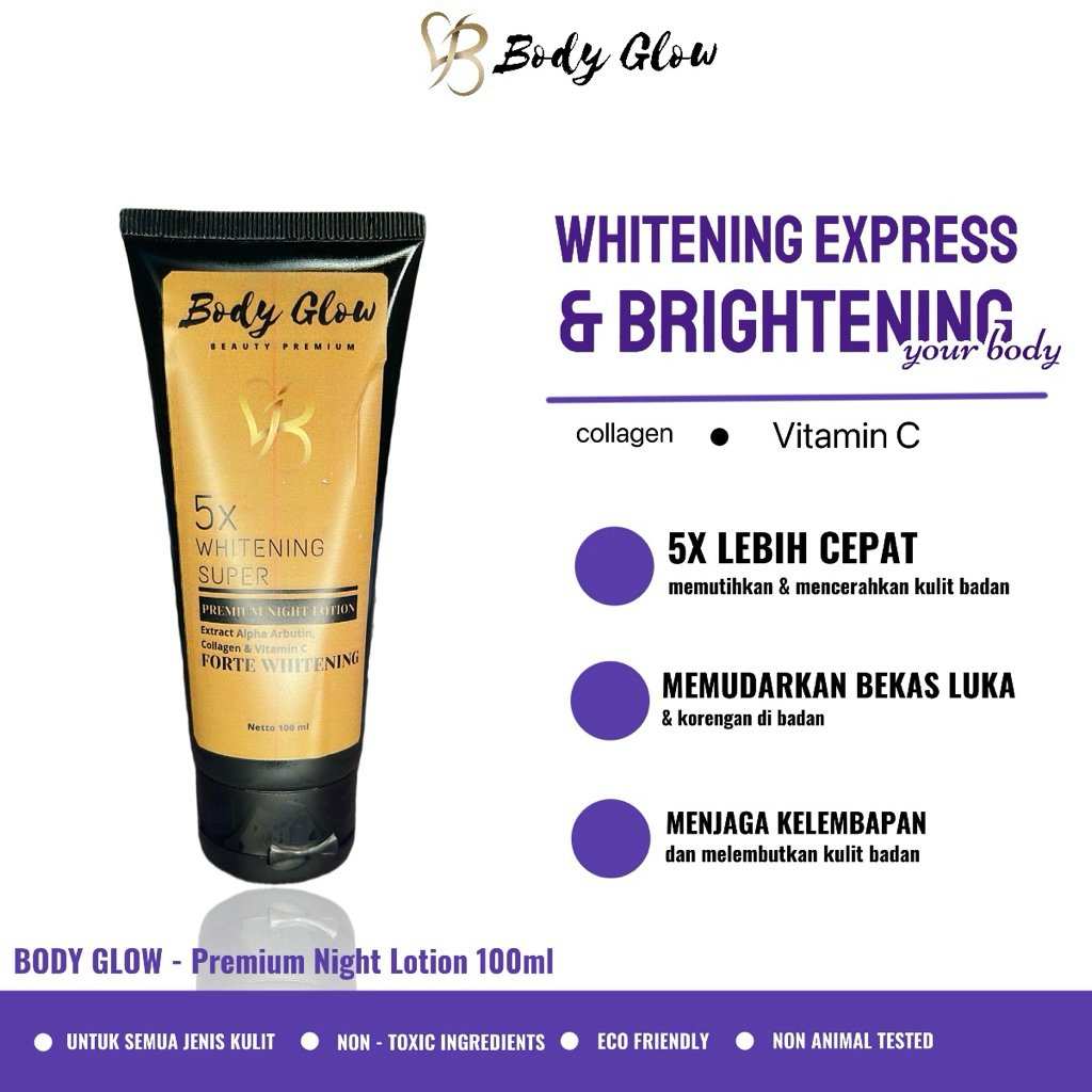BODY GLOW PREMIUM NIGHT LOTION AMPUH MEMUTIHKAN BADAN / PEMUTIH BADAN VIRAL / HB DOSTING / DOSTING