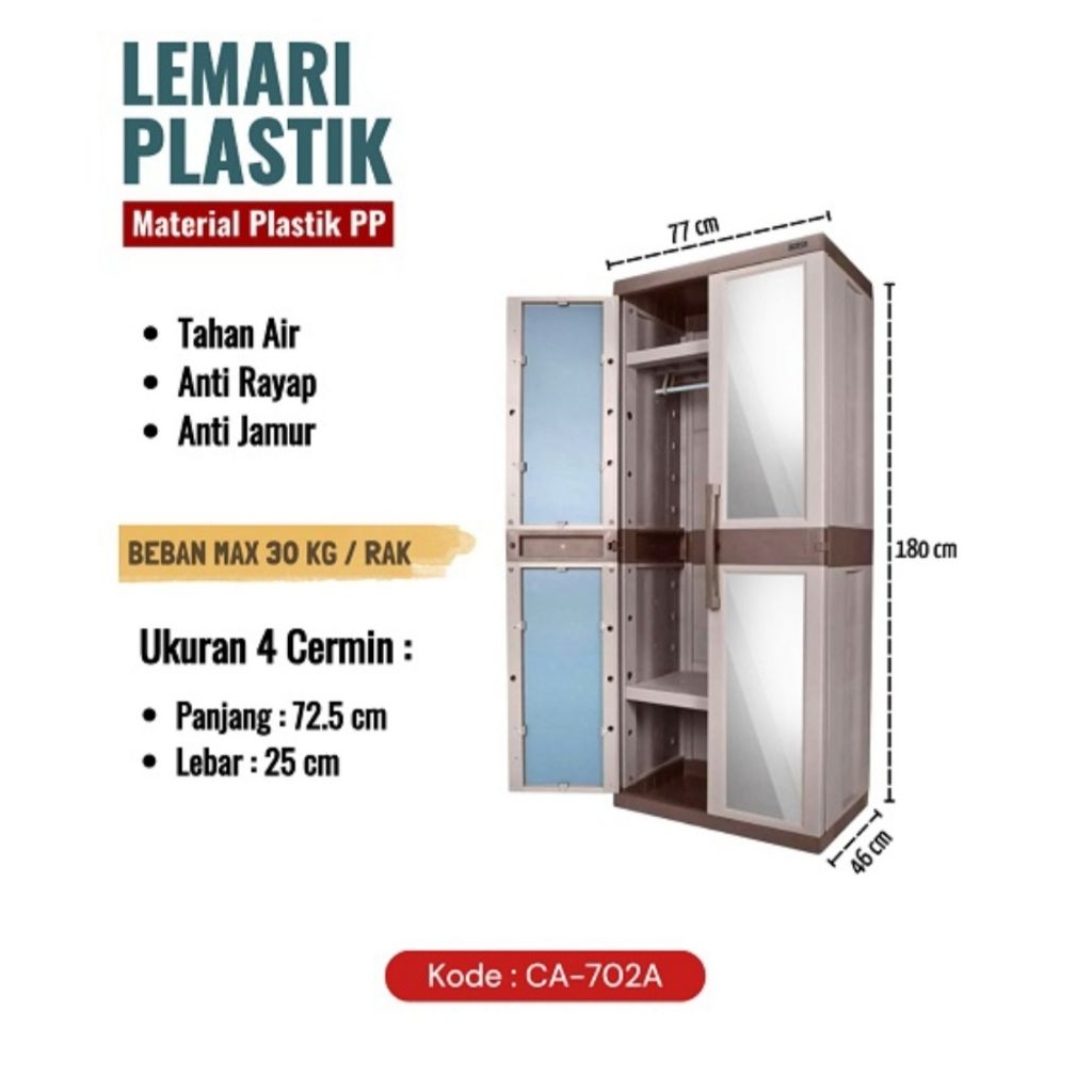 Lemari Pakaian Plastik Gantung Merk ARISA CA-0702A