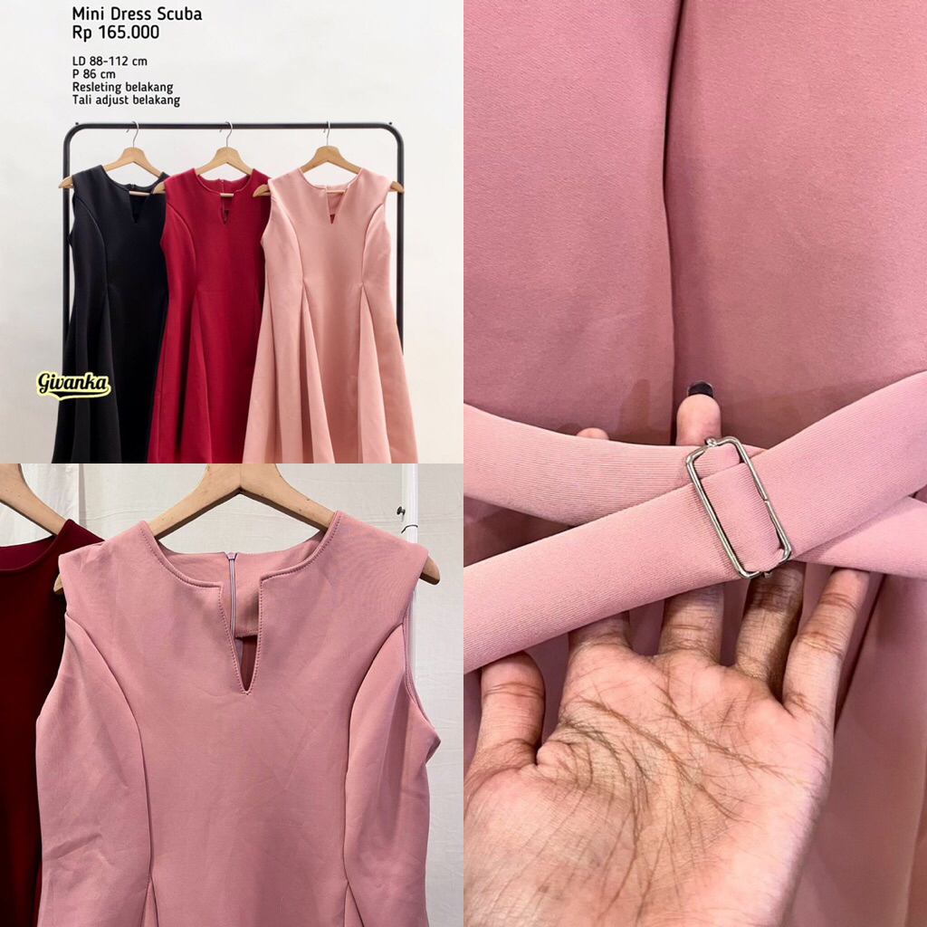 MINI DRESS SCUBA RIBBON // MINI DRESS SCUBA KOMBINASI CHIFFON // DRES SCUBA LUCU // DRESS SCUBA FIT 