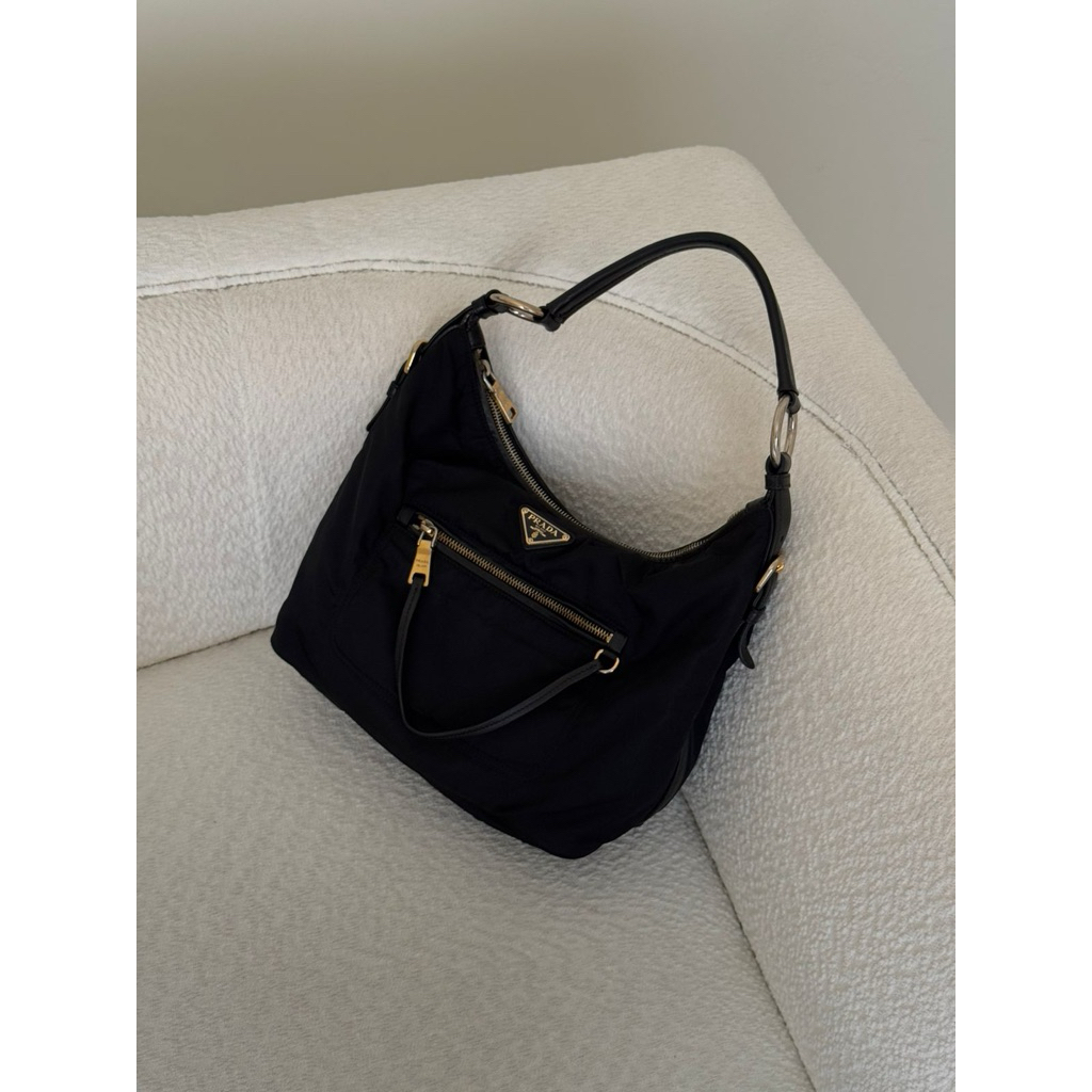 Prada Vintage Bag - Nylon Nappa Trimmed Tessuto Hobo