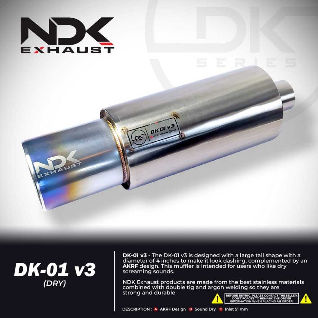 NDK Exhaust Muffler Dk 01 V3 Custom Inlet Knalpot Mobil Racing Knalpot Merk Ndk