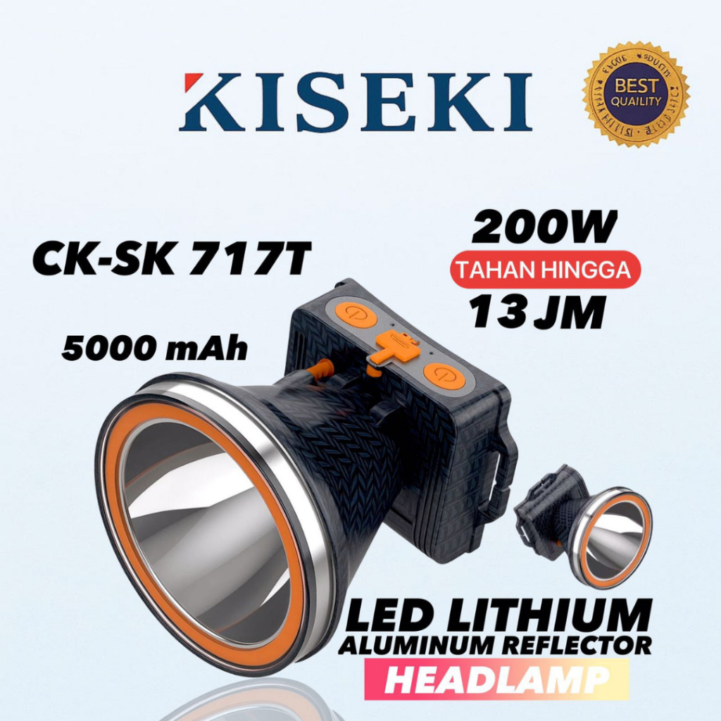 Kiseki Senter Kepala CK-SK 717T / CK-SK 718T Senter Kepala LED Super Terang 200Watt Kapasitas