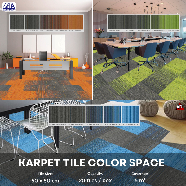 Karpet Tile COLOR SPACE / Karpet Kantor - Uk. 50 x 50 Cm/Pcs - Harga Per Box