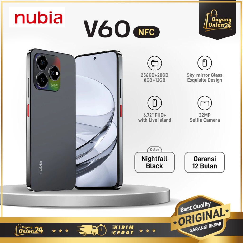 Nubia V60 8+12GB/256GB HP Murah Original 100% 1 Jutaan Handphone Murah Cuci Gudang 2025 Asli Ori