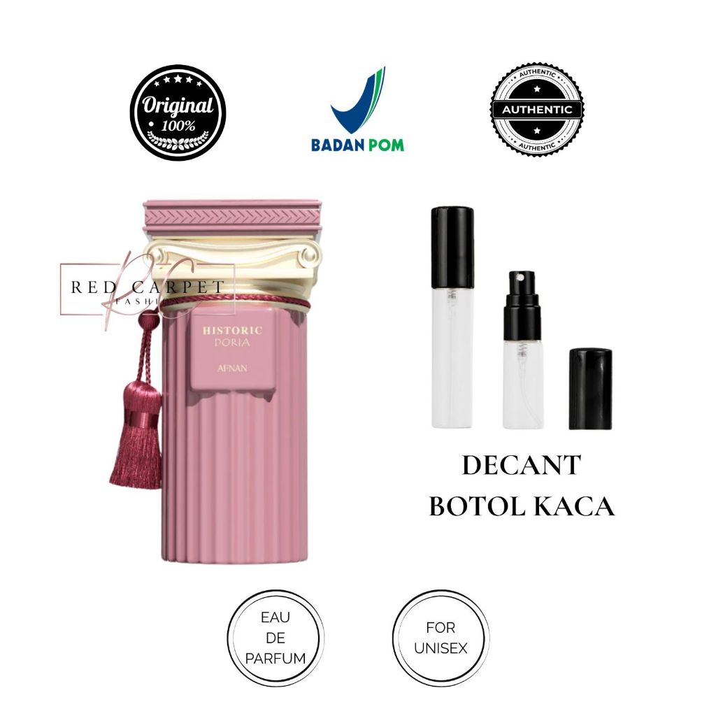 DECANT / SHARE / TESTER AFNAN HISTORIC DORIA EDP BOTOL KACA