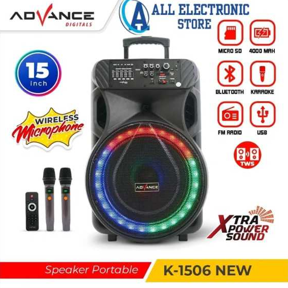 Advance K-1506 Bluetooth Speaker 15" 2 Mic
