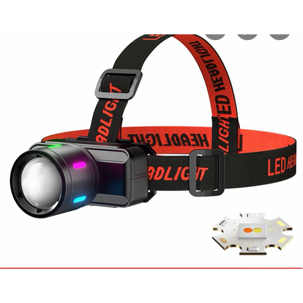 H2S-Senter kepala 2 ligh cahaya zoom waterprof baterai 21700