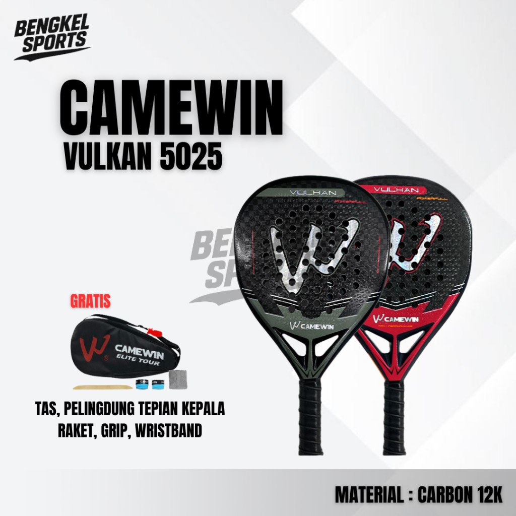 BS - CAMEWIN 5025 VULKAN Raket Padel Carbon 12K / Padel Racket CAMEWIN 5025 Original