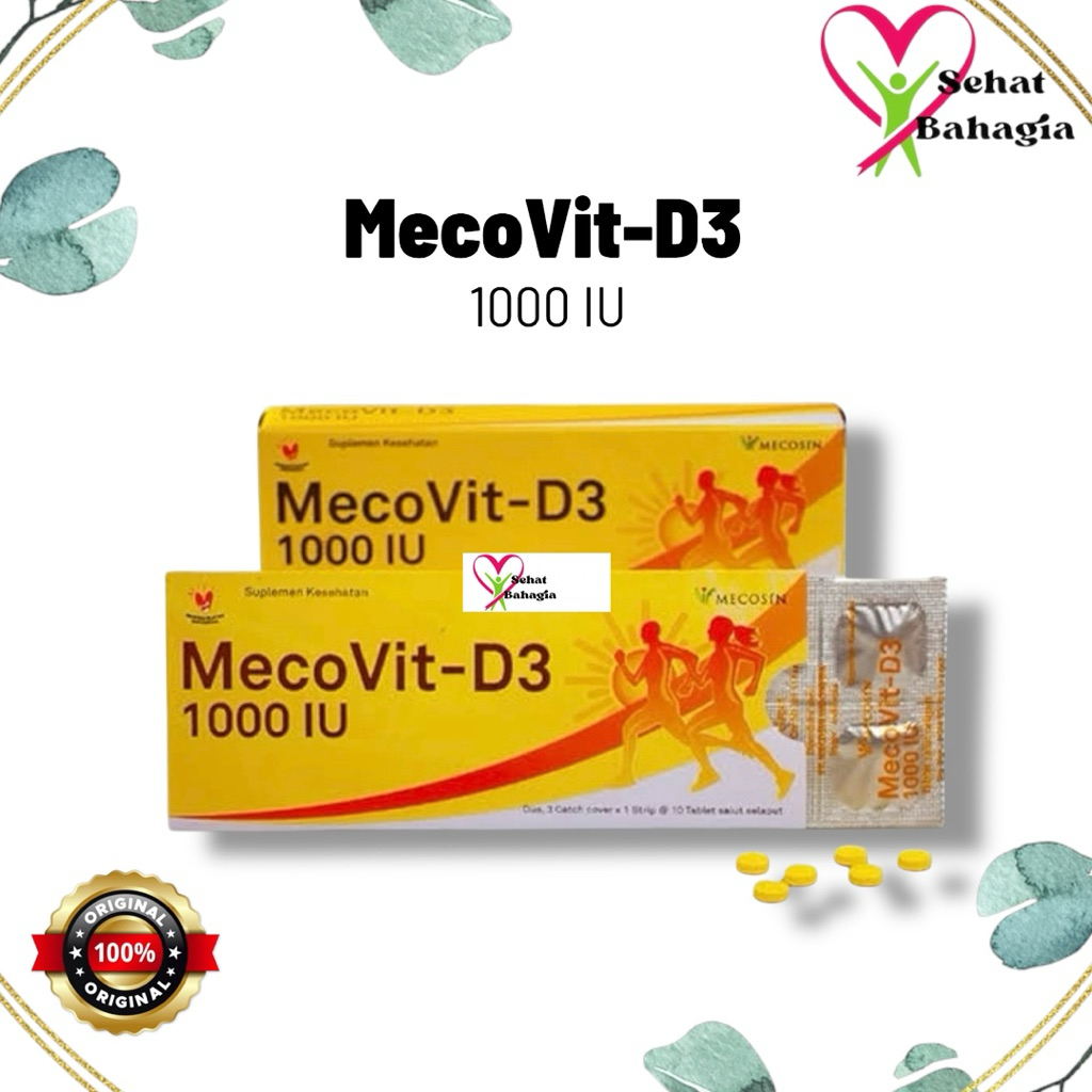 Mecovit D3 1000 IU – Vitamin D3 1000 IU – Multivitamin & Suplemen Kesehatan – 10 Tablet