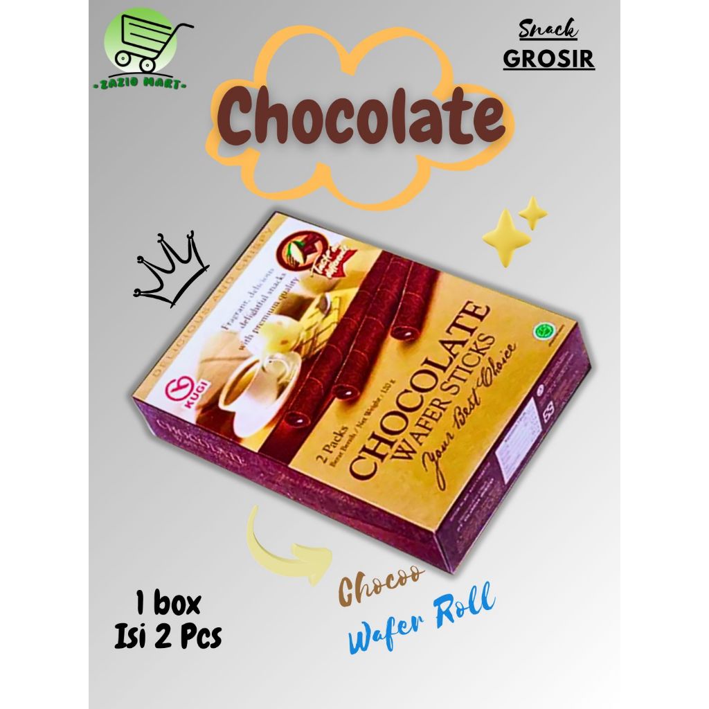 (Zazio Mart) KUGI CHOCOLATE WAFER STICKS 120 gr x Isi 2 Pcs