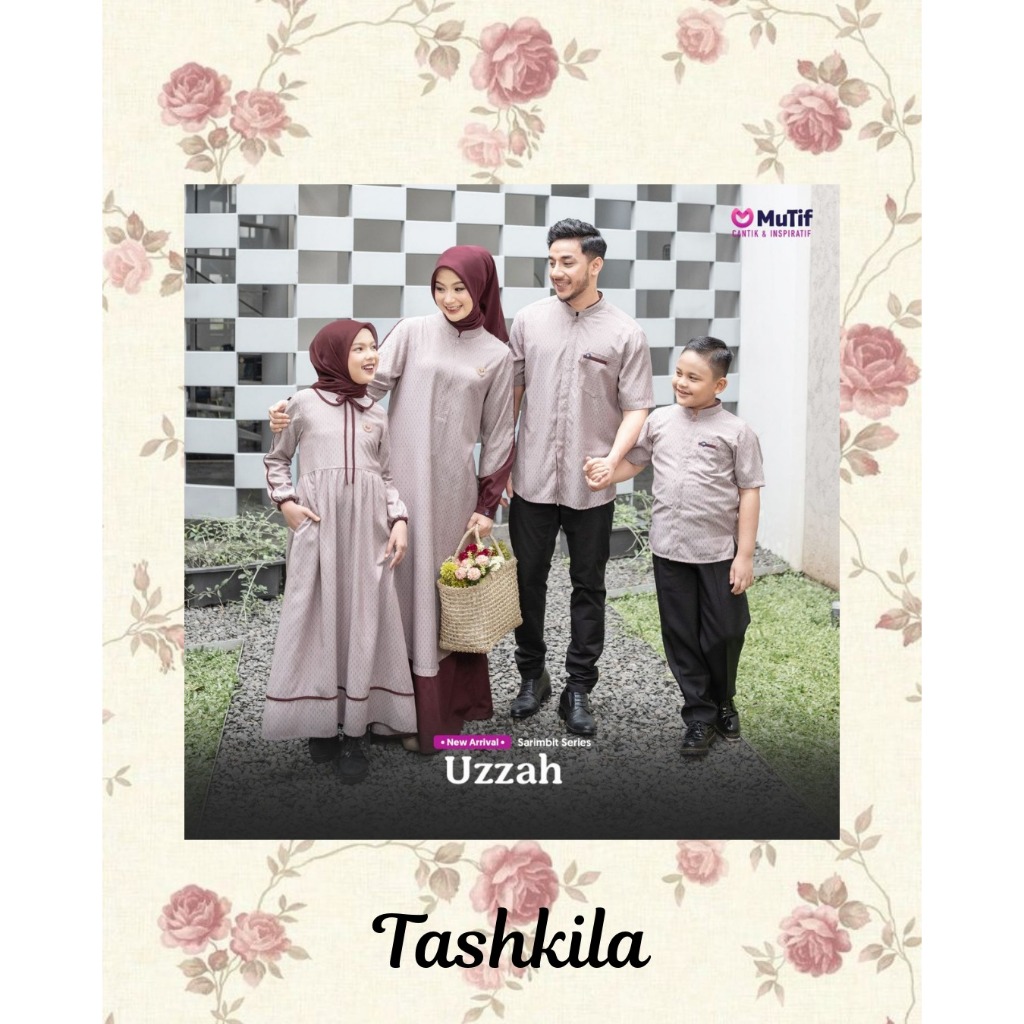 ( Sarimbit Mutif Uzzah Powder Red) Gamis Mutif Uzzah Koko Dheemar Little Uzzah Little Dheemar