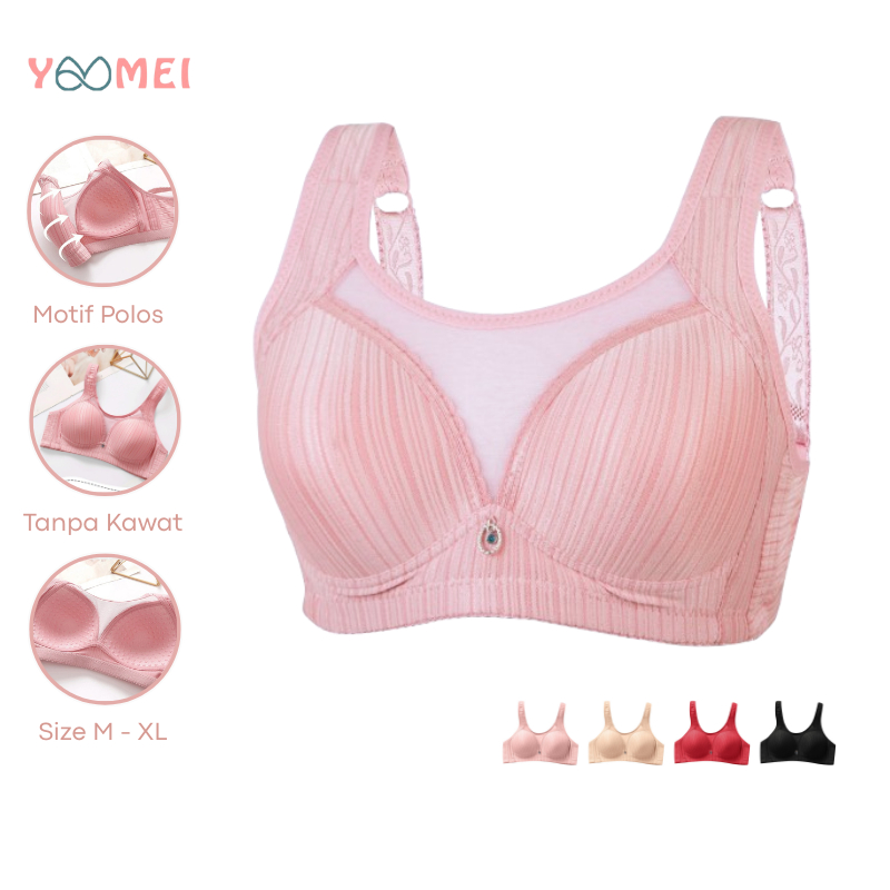 YOOMEI Bra Jumbo Push Up Tanpa Kawat Lace Transparan Busa Tipis Bh Wanita Premium High Quality