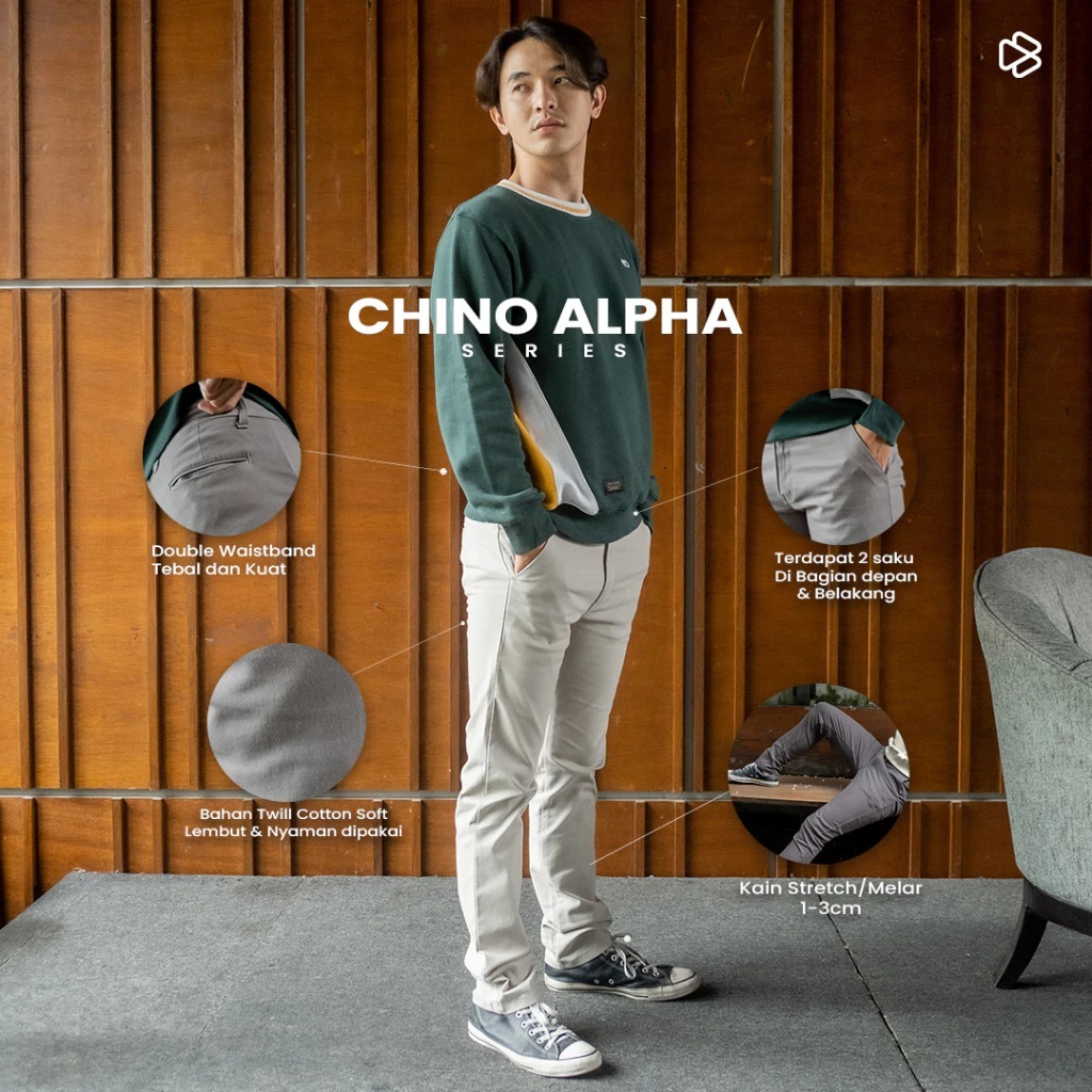 BAPIN Alpha Chino Long Pants - Celana Chino Pria