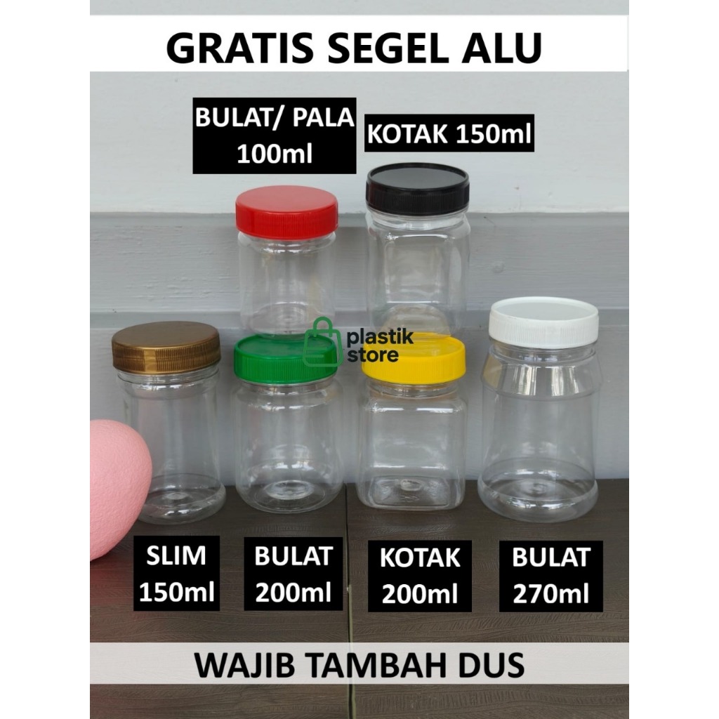 GRATIS SEGEL Alu Foil Toples - Jual terpisah Dus.Segel Plastik -Botol Plastik Toples Sambal Sambel M