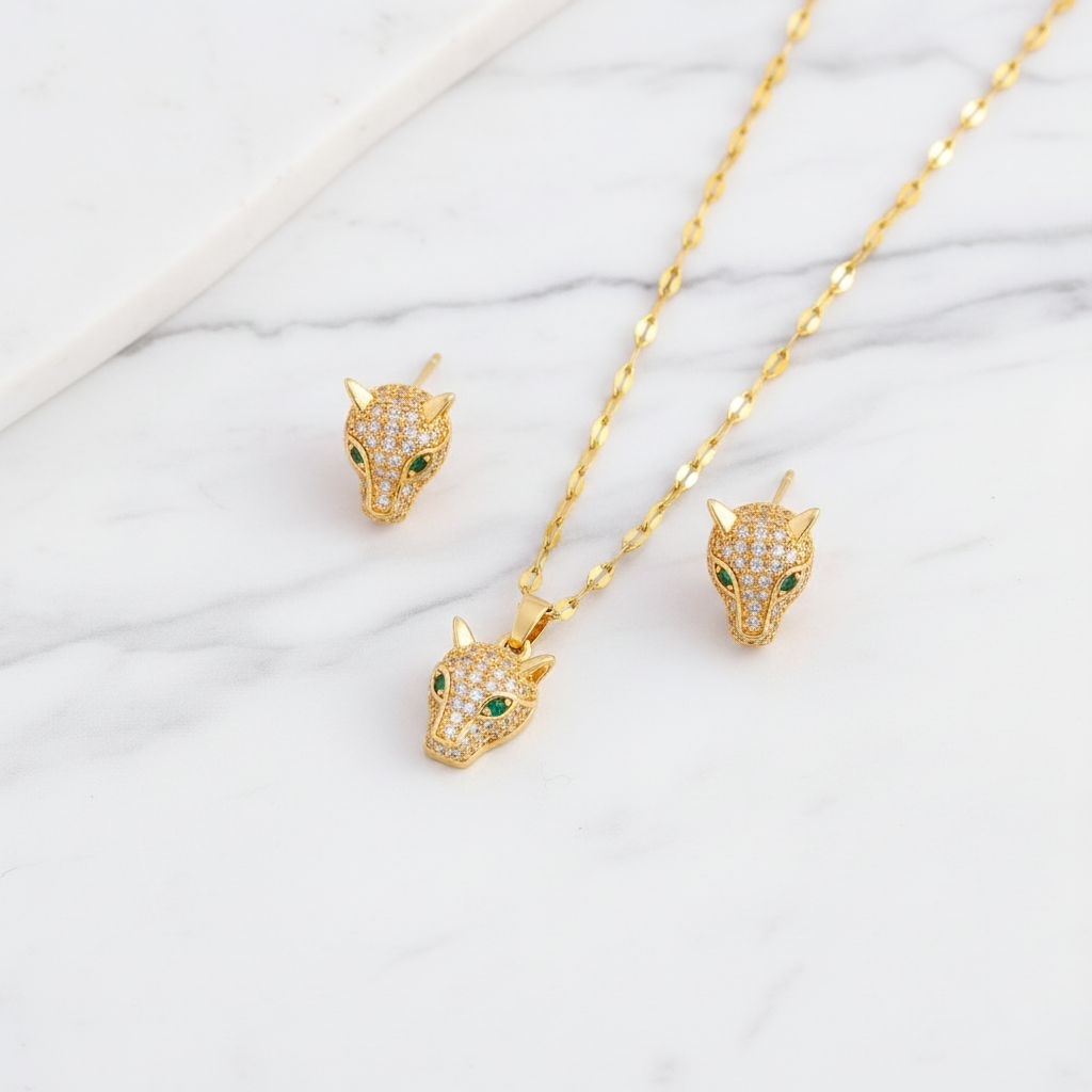 SET KALUNG ANTING WANITA - Model Macan - Perhiasan Aksesoris